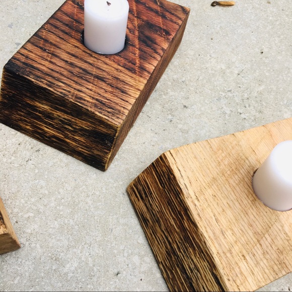 Rustic Contemporary Wood Candle Holders set of 3 - Picture 5 of 9